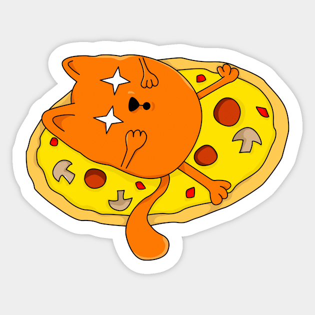 Funny stoned Pizza Cat Sticker by Foxxy Merch